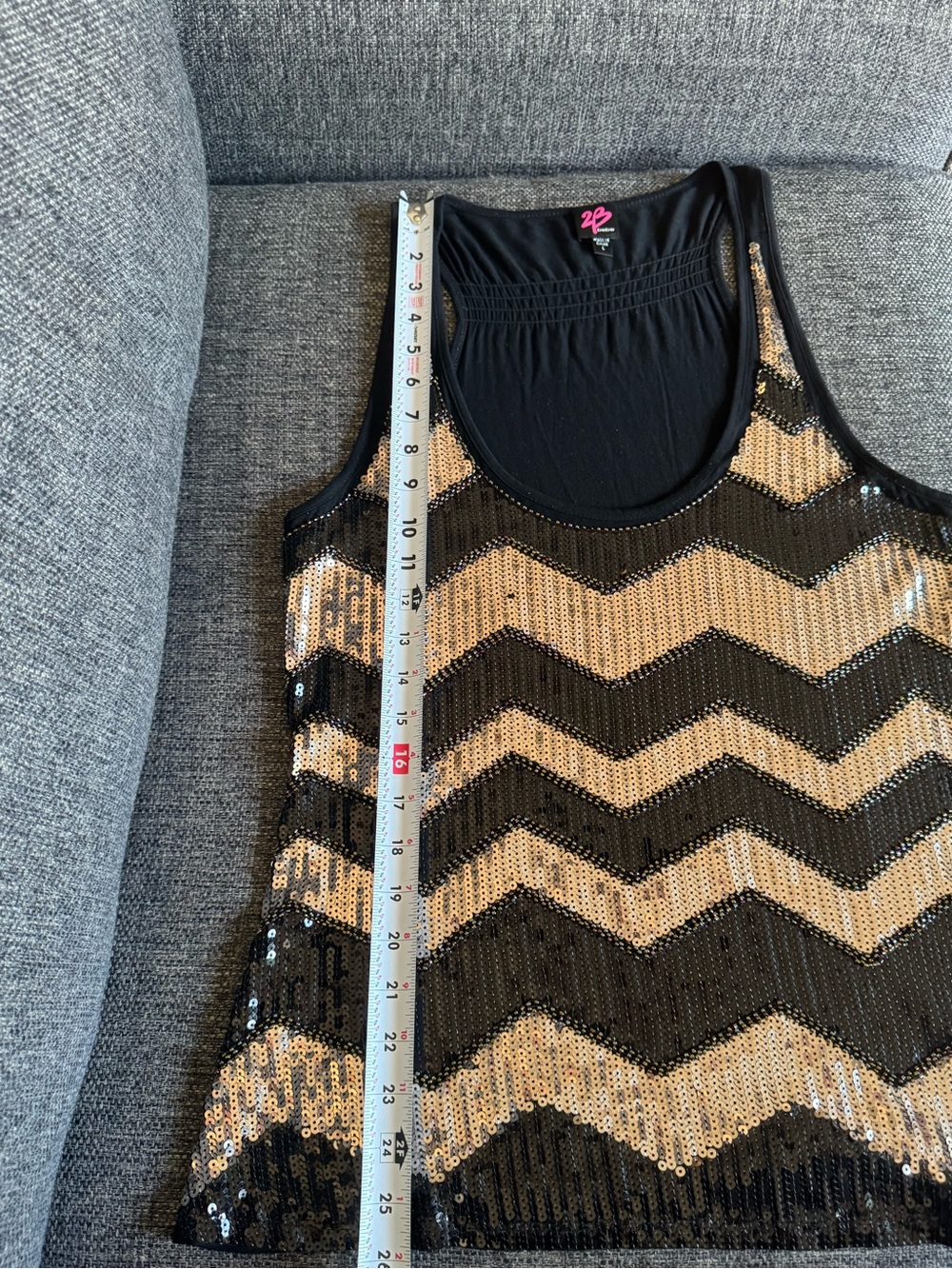 bebe Black and Silver Sequin Chevron Tank Top - Picture 7 of 7